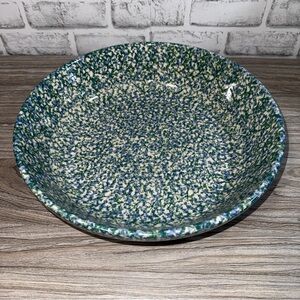 Vtg Gerald Henn Robinson Ransbottom Blue Green Double Spongeware Serving Bowl